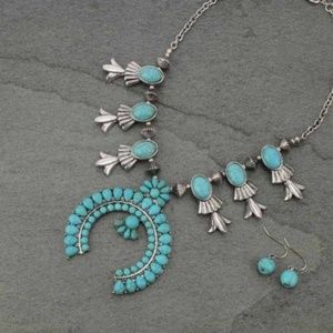 Western Squash Blossom Necklace & Earring Set